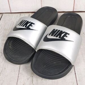 Nike VICTORI ONE Silver Metallic Slides - CN9677-006 - Men's Size 11, Women 12.5